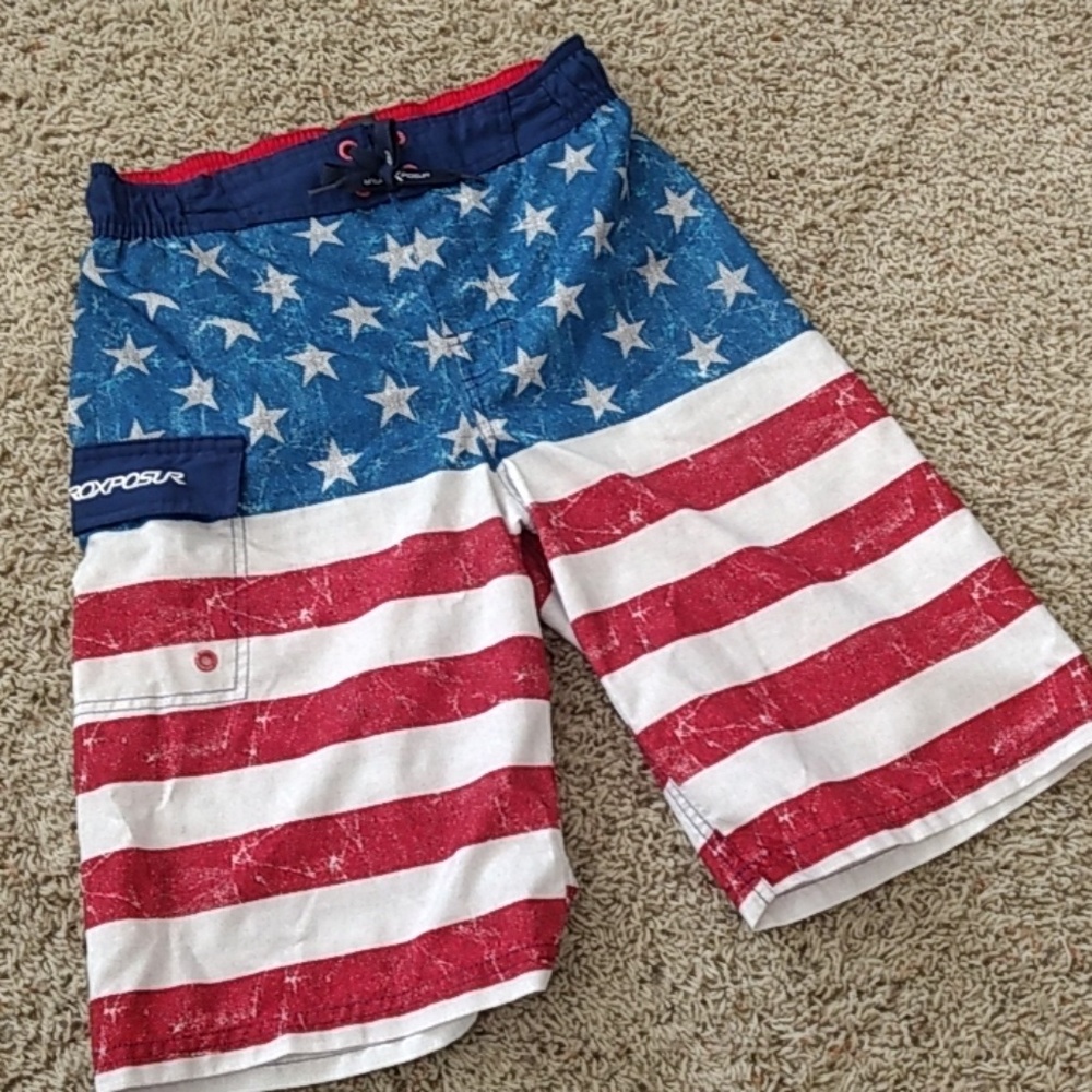 ZeroXposur Boys American Flag Swimshorts